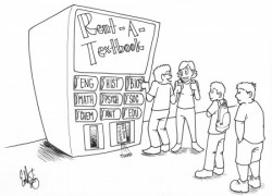 Editorial cartoon: Textbook rental