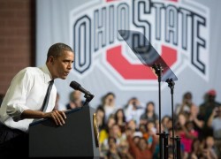 President Obama addresses energy, hecklers, hoops at Ohio State